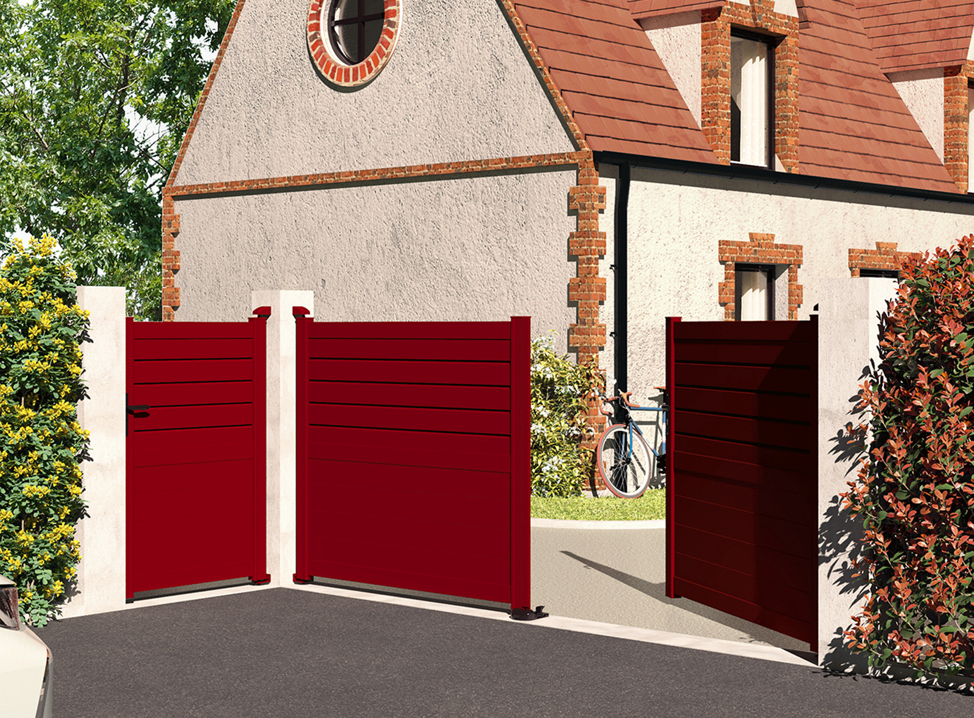 Klos up portail battant Carnac - semi plein Rouge 3004