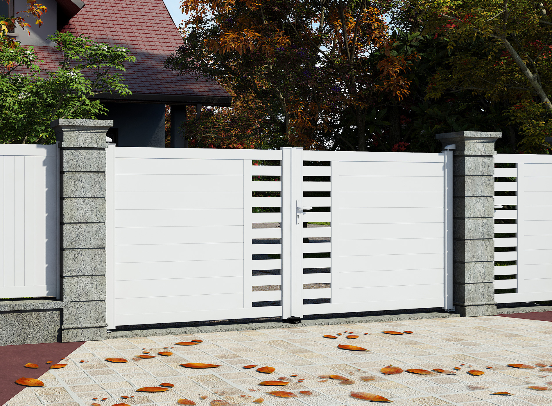 Klos Up Portail battant aluminium GARLAN Blanc 9016