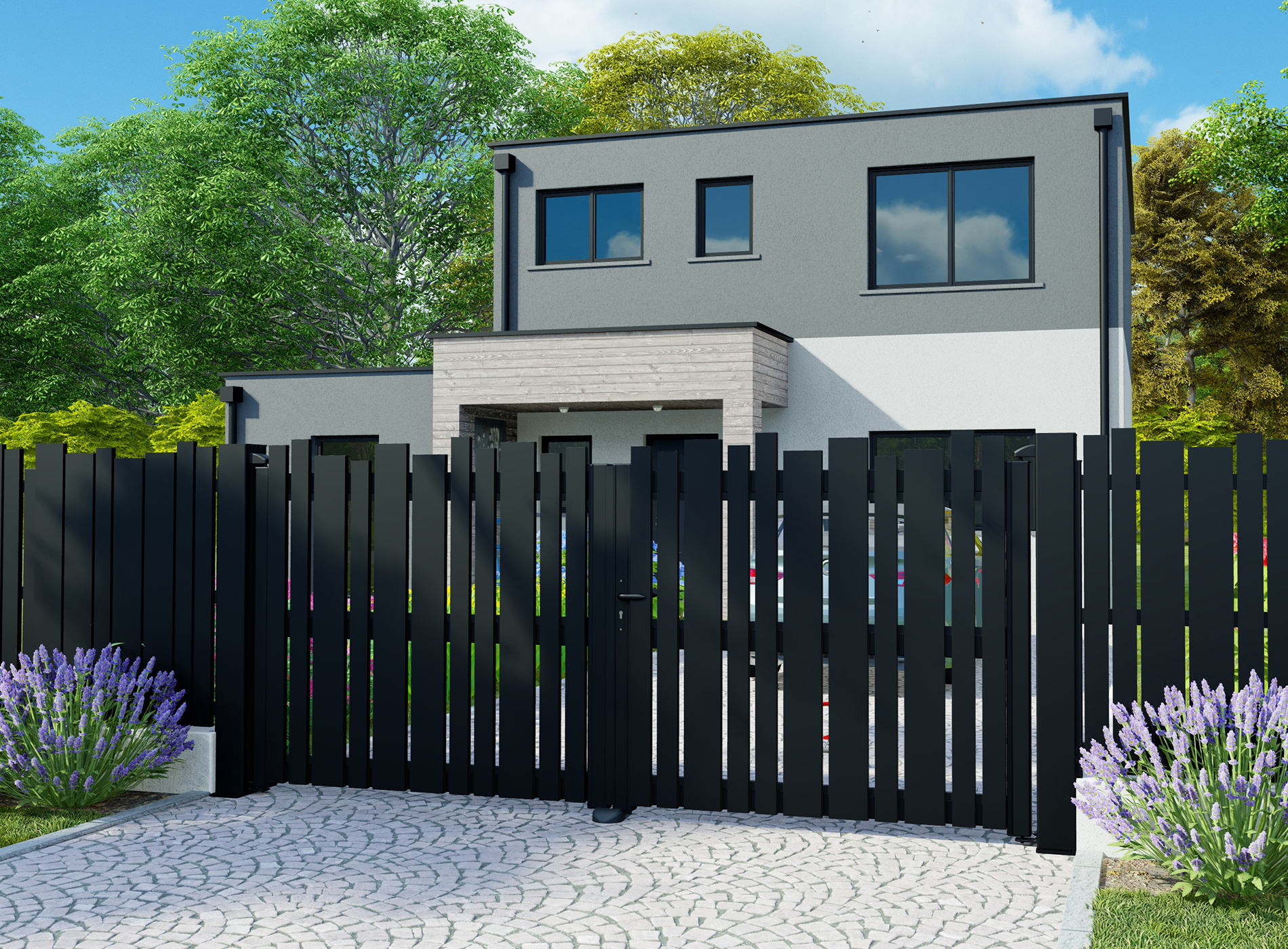 Klos Up Portail aluminium battant LIVIO - Noir 9005