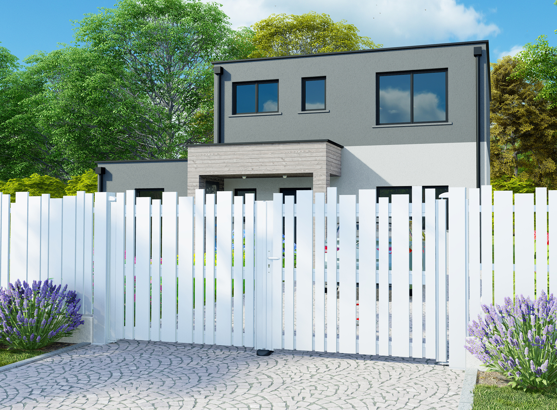 Klos Up Portail aluminium battant LIVIO - Blanc 9016