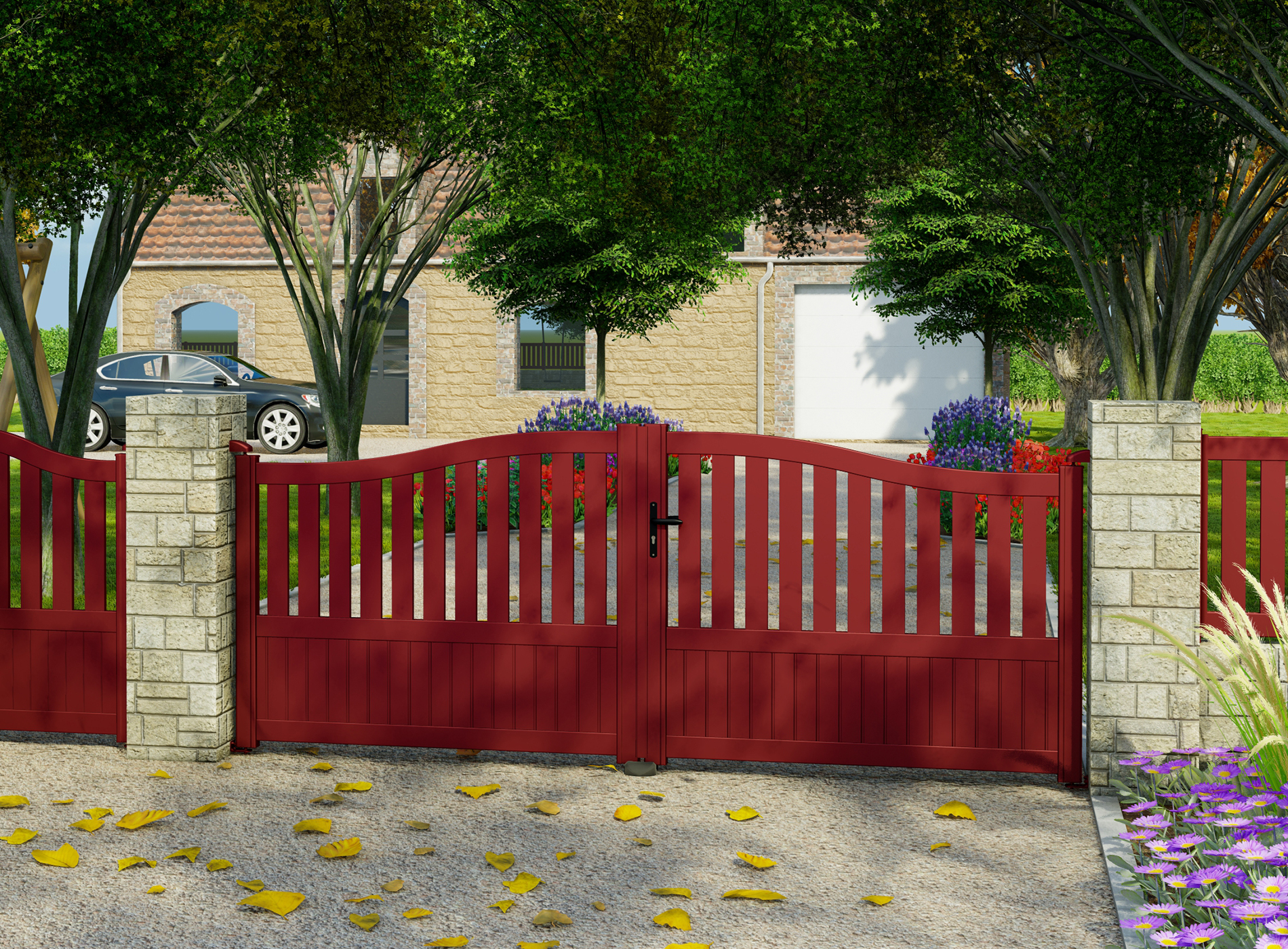 Klos Up Portail aluminium battant MOELLAN - Rouge 3004