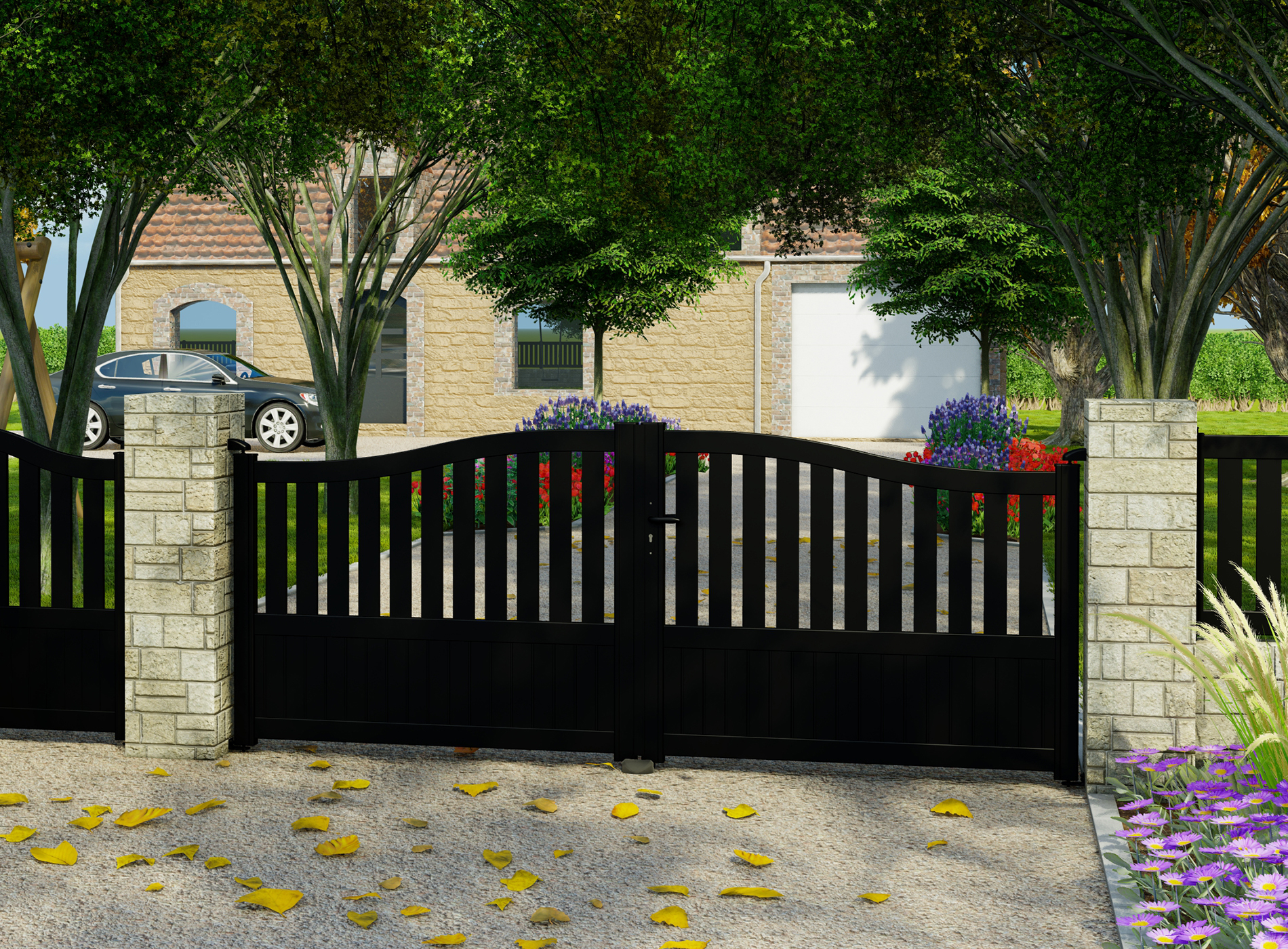 Klos Up Portail aluminium battant MOELLAN - Noir 9005