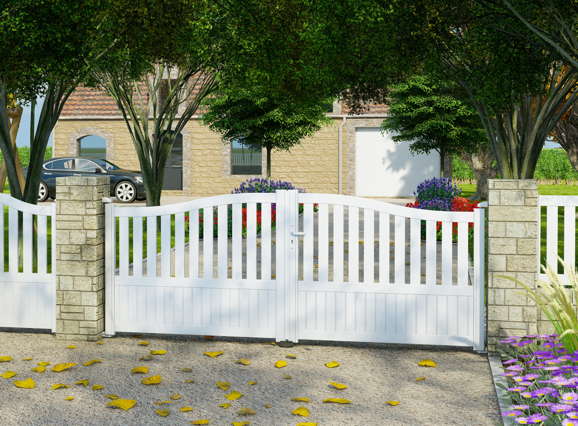 Klos Up Portail aluminium battant MOELLAN - Blanc 9016