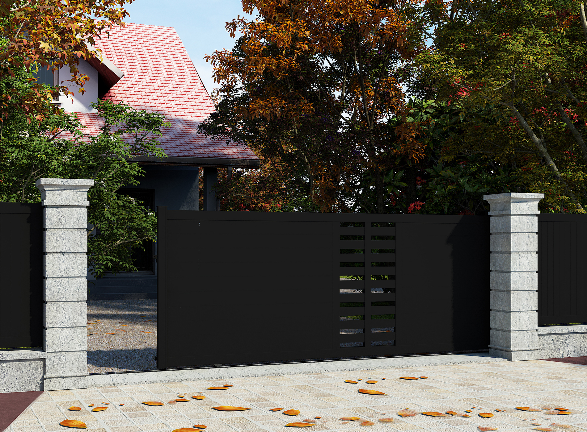 Klos Up Portail coulissant aluminium GARLAN Noir 9005