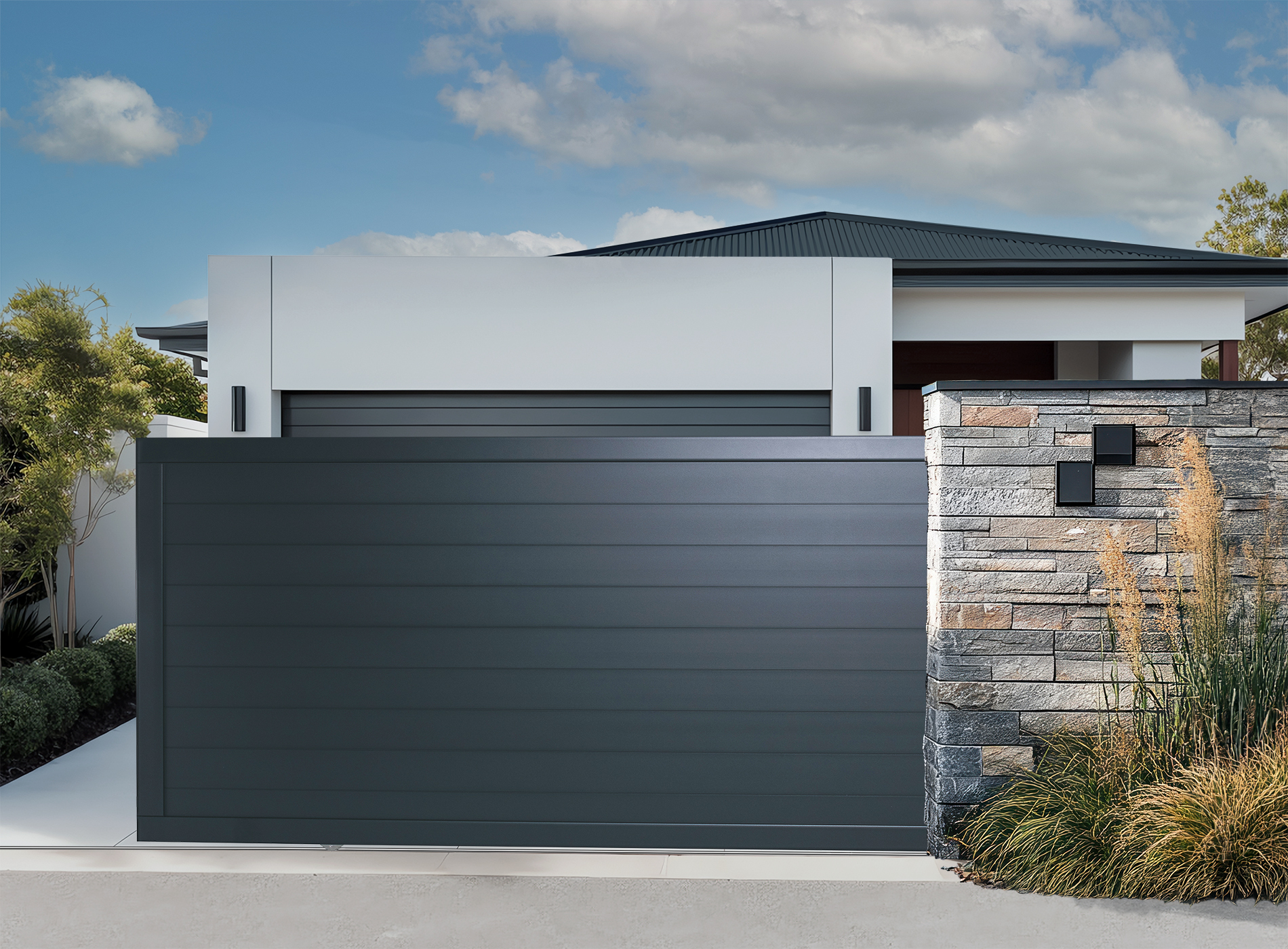 Pack coulissant JOY 3560 x 1505 en Gris Zinc moteur inclus