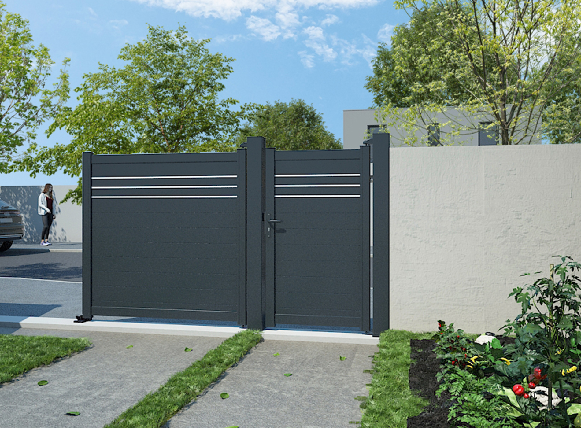 Klos up portillon aluminium Babord - Gris Zinc 7016C