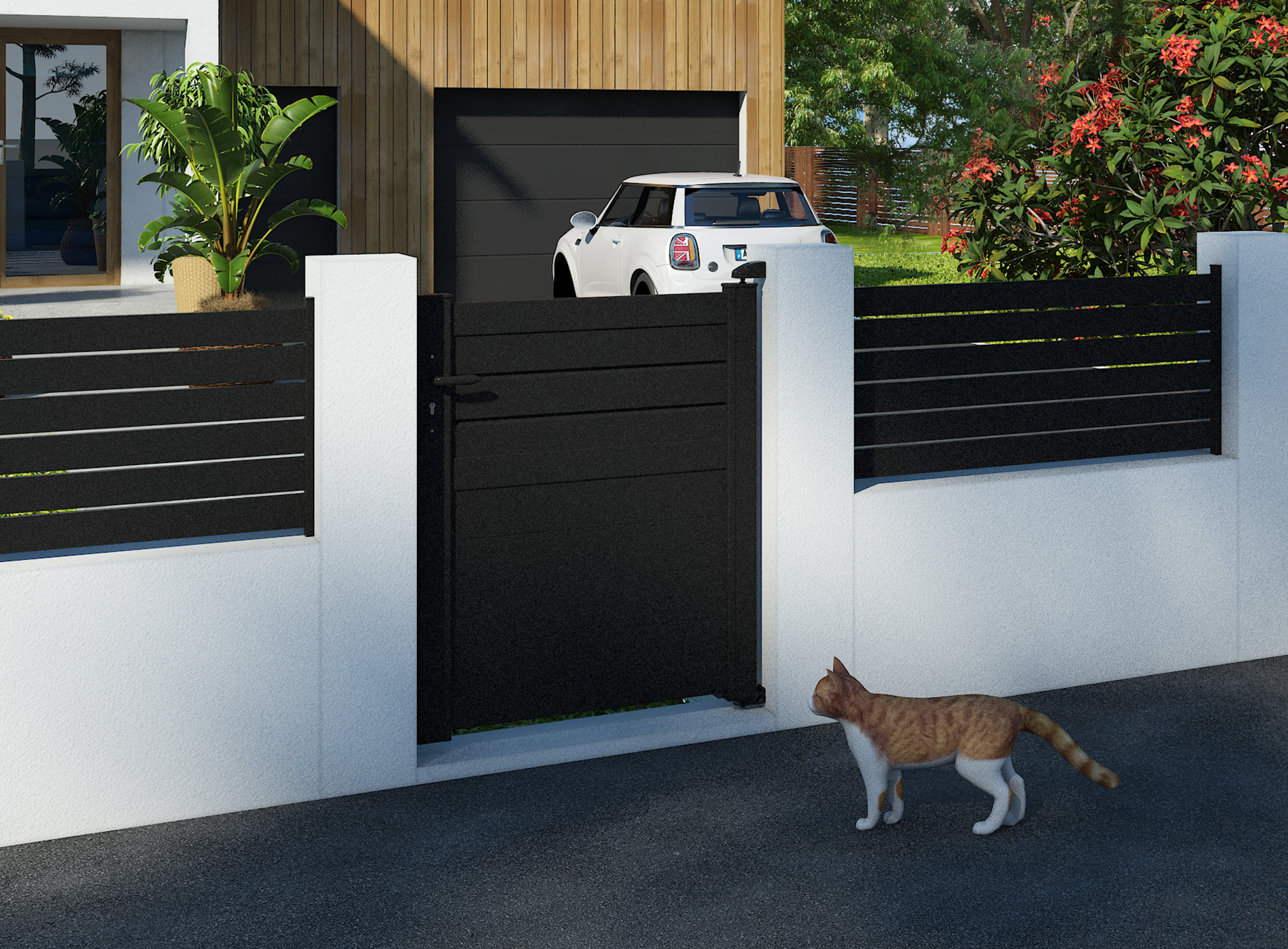 Klos Up Portillon aluminium CARO - Noir Sable 2100
