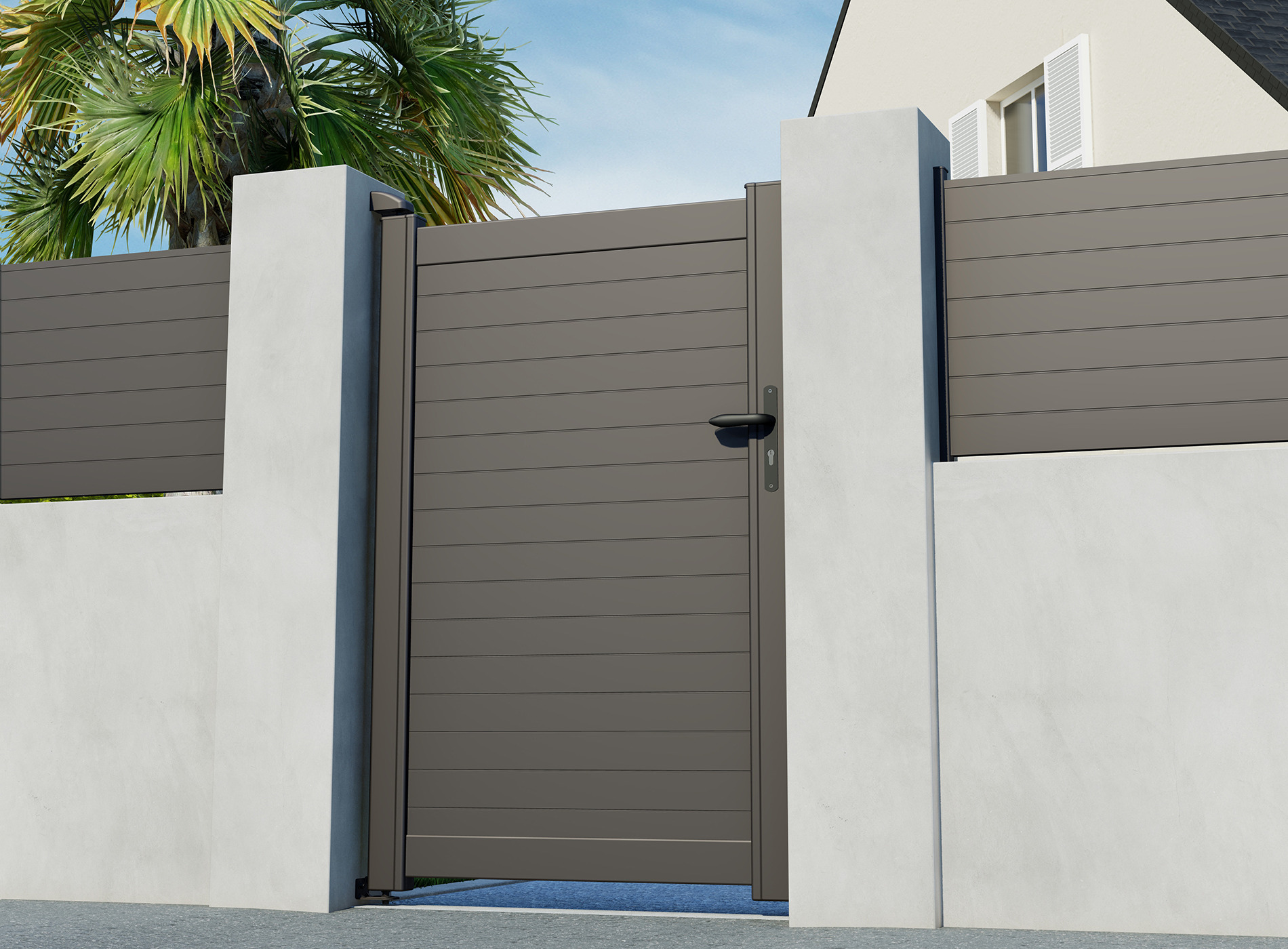 Portillon en aluminium CONCARNEAU, gris sablé 2900