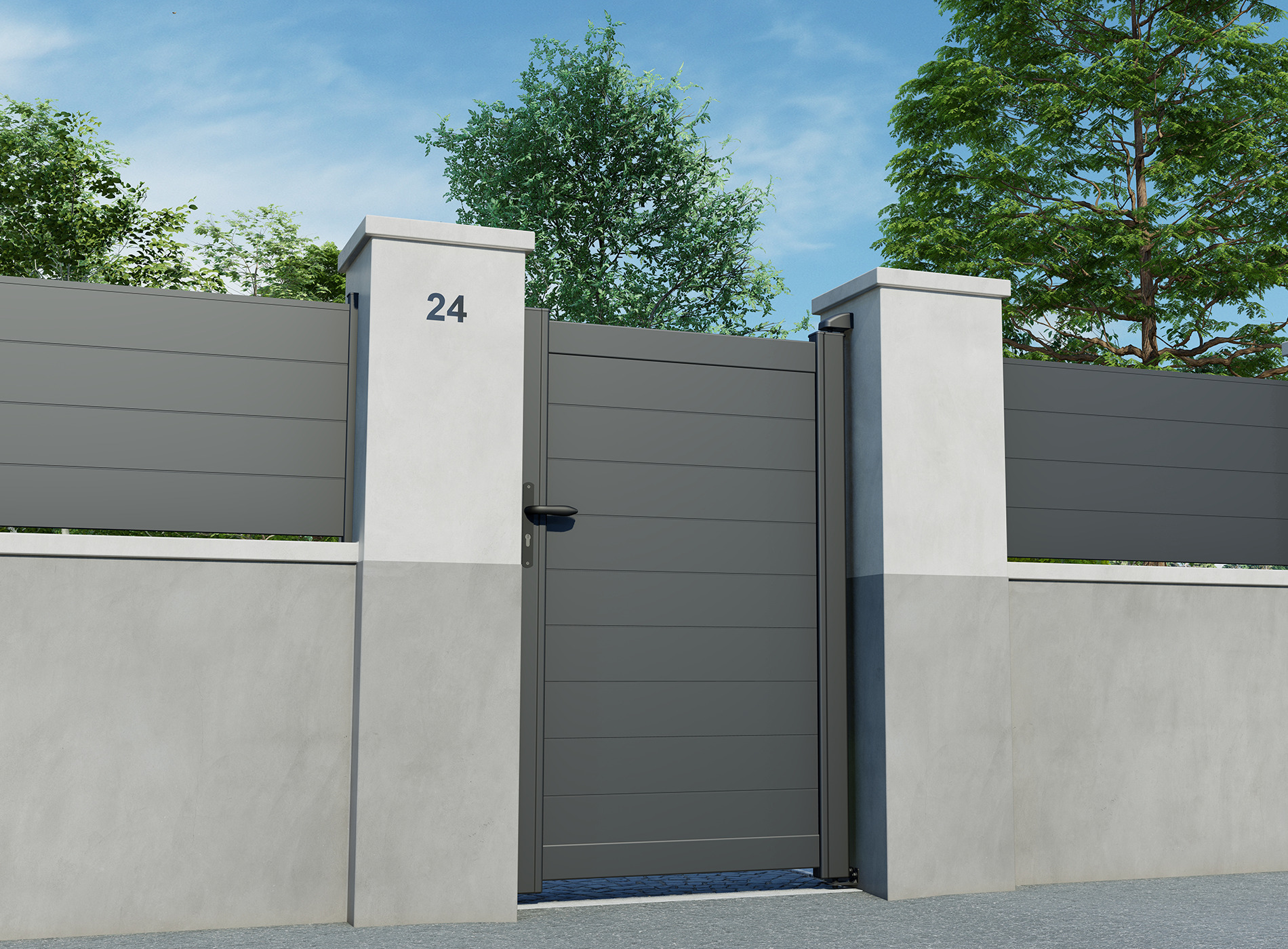 Portillon en aluminium LAO 1040 x 1258 mm  Noir Sablé 2100S