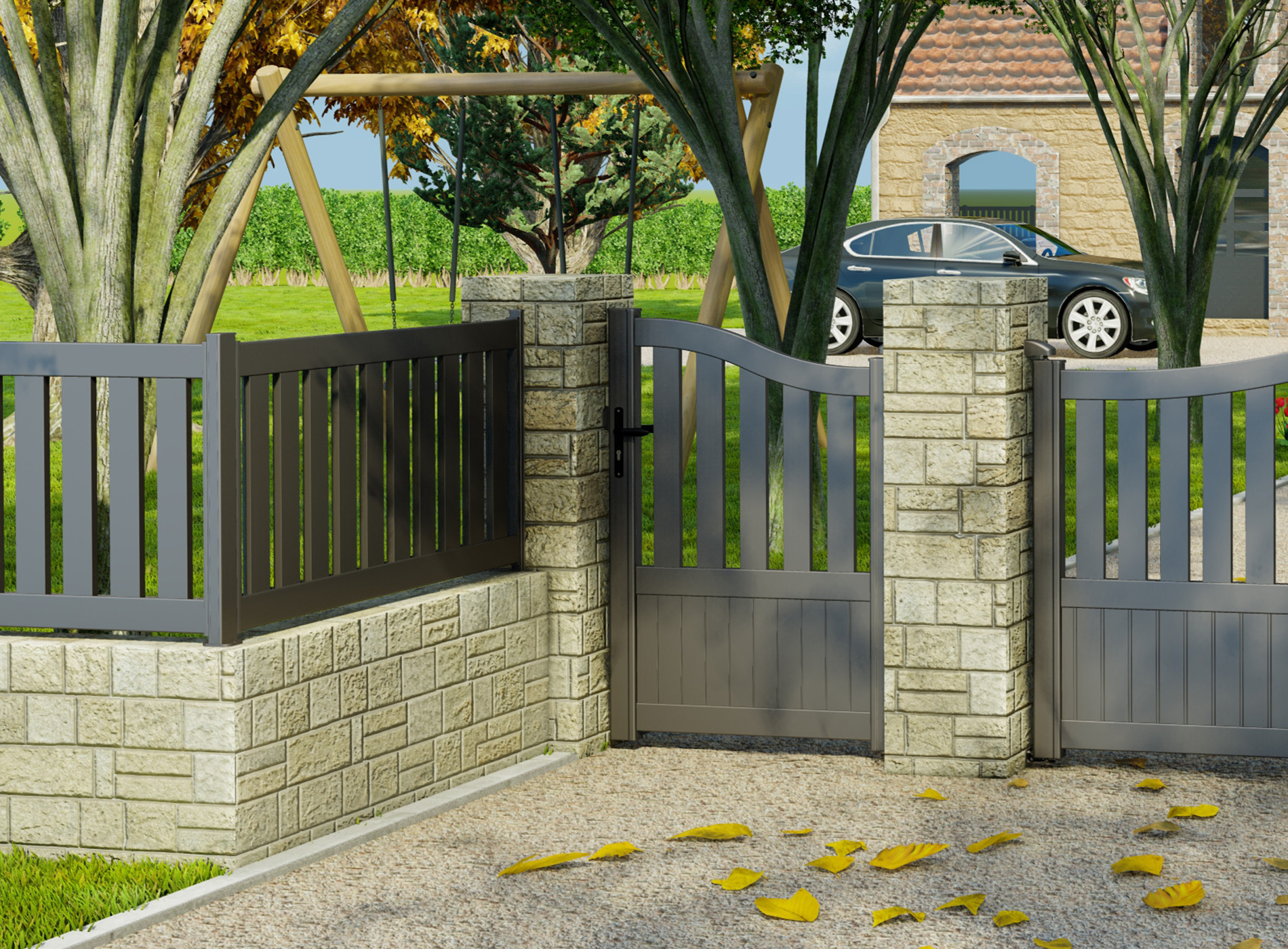 Klos Up portillon aluminium MOELLAN - 2900 Gris Sable