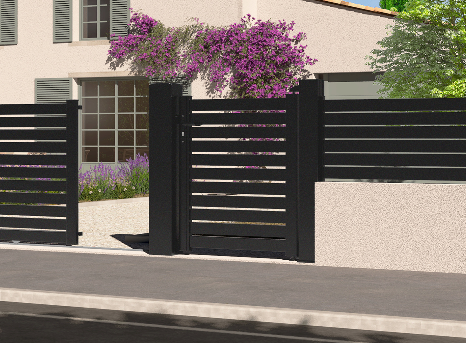 Portillon en aluminium TREZ, noir sablé 2100