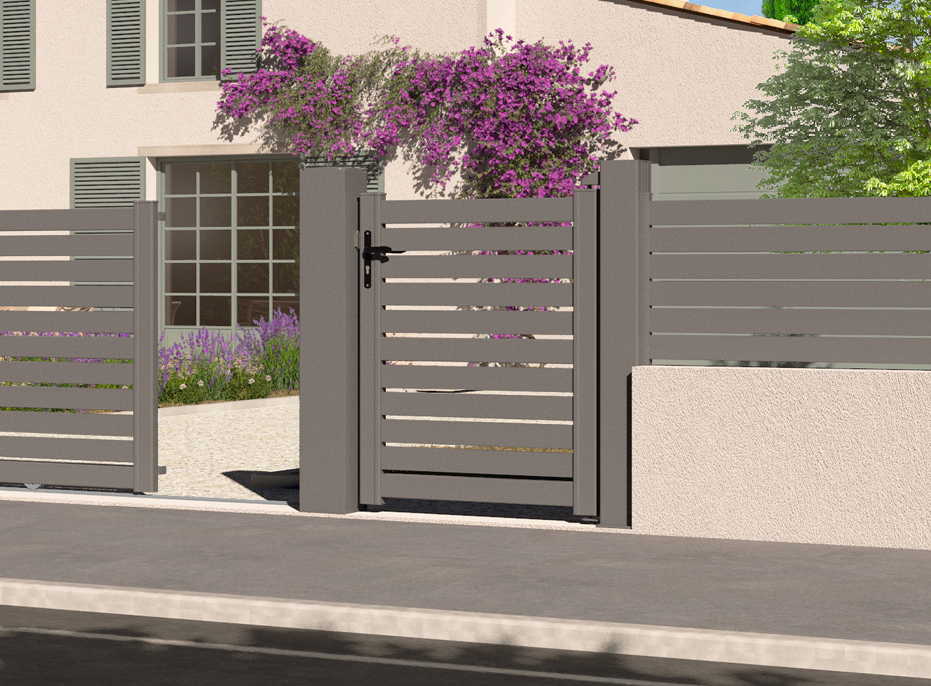 Portillon en aluminium TREZ, gris sablé 2900