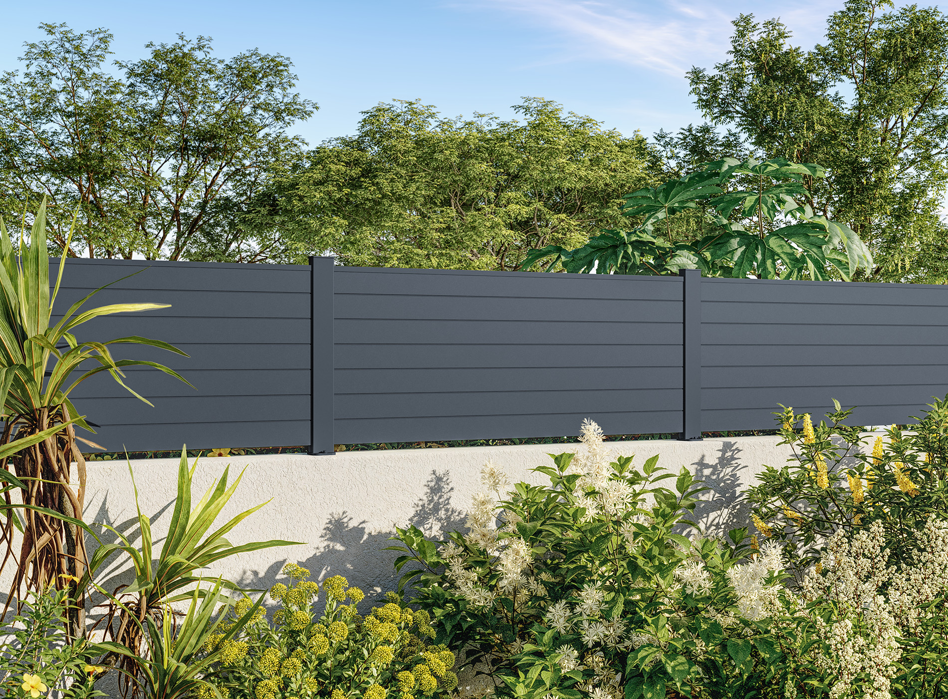 Cloture Concarneau lames pleines 90 mm Gris Zinc 7016