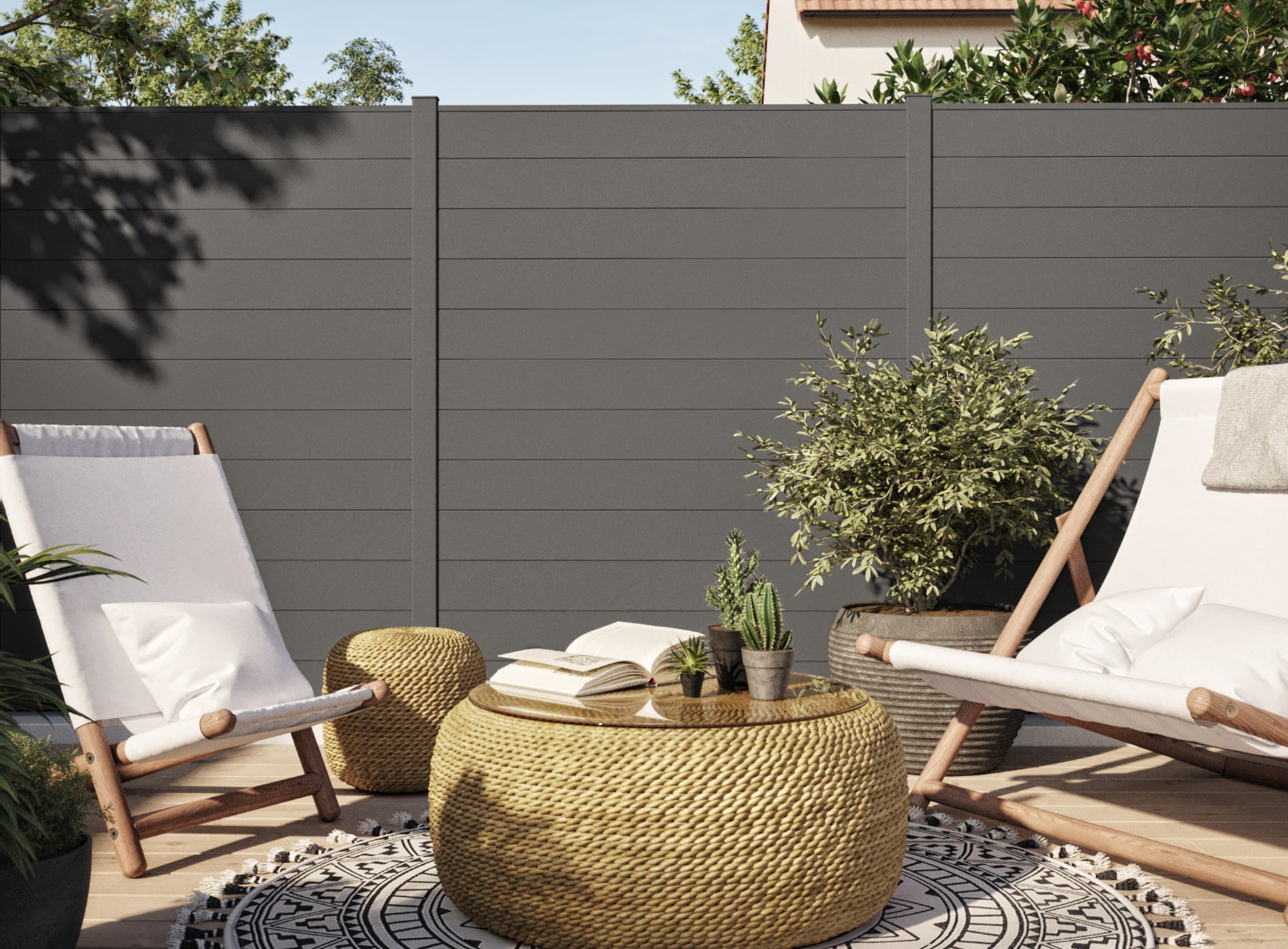 Cloture lames pleines LAO Gris Sablé 2900S