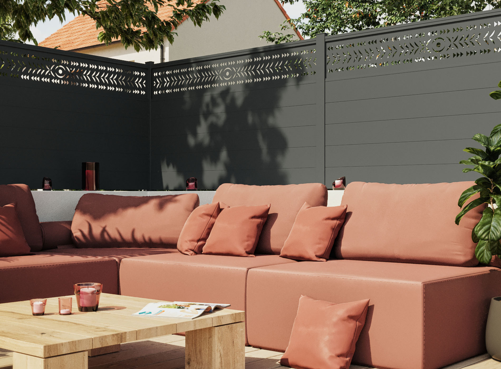 Clôture en aluminium MAESA, Gris Zinc 7016C