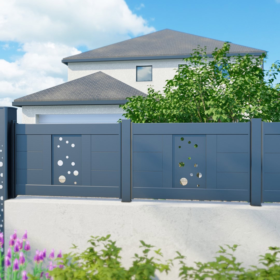 Barreaudage Mix-It! en aluminium - Décor Bulle - Gris zinc (RAL7016)