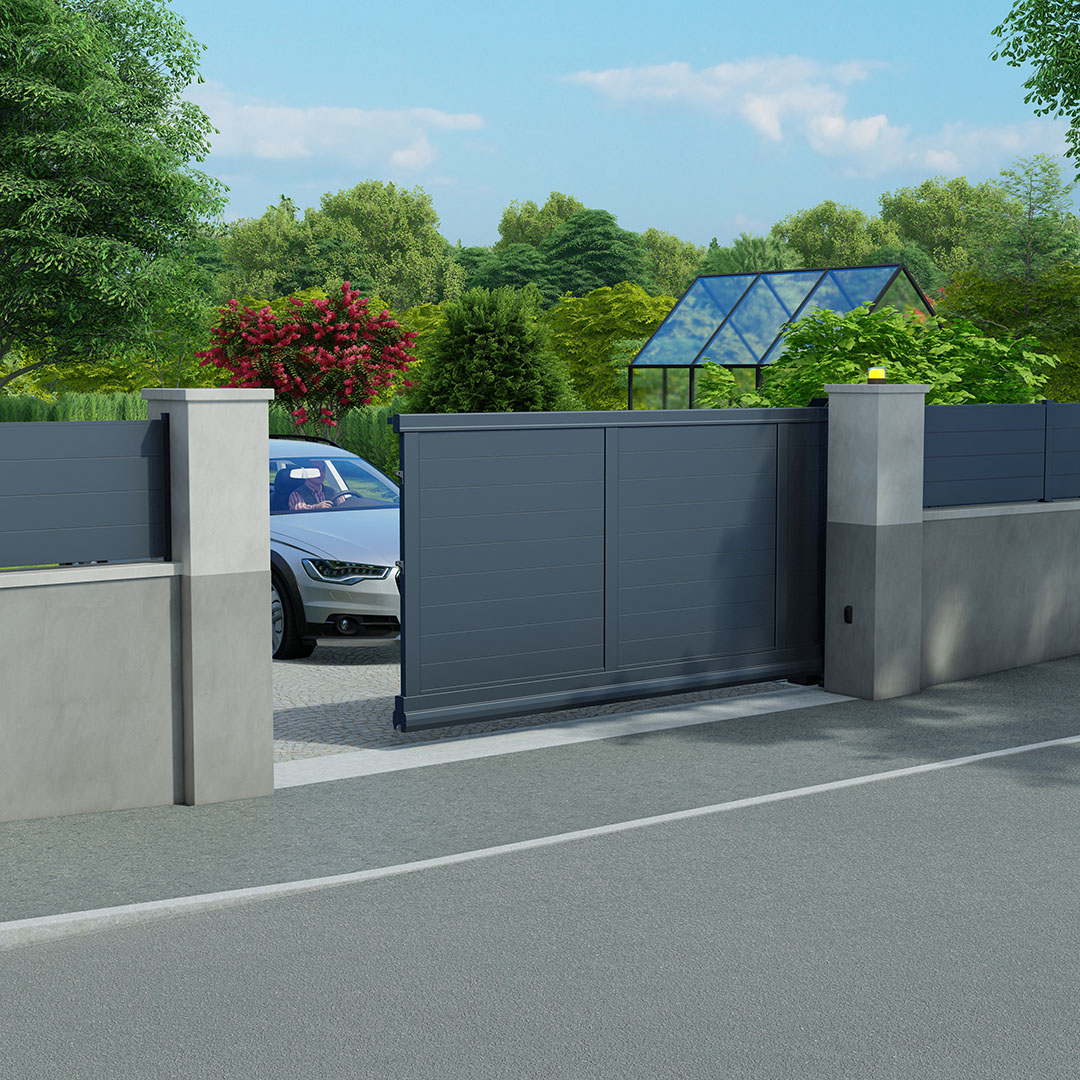 Portail autoportant en aluminium LAO - Gris zinc (RAL7016)