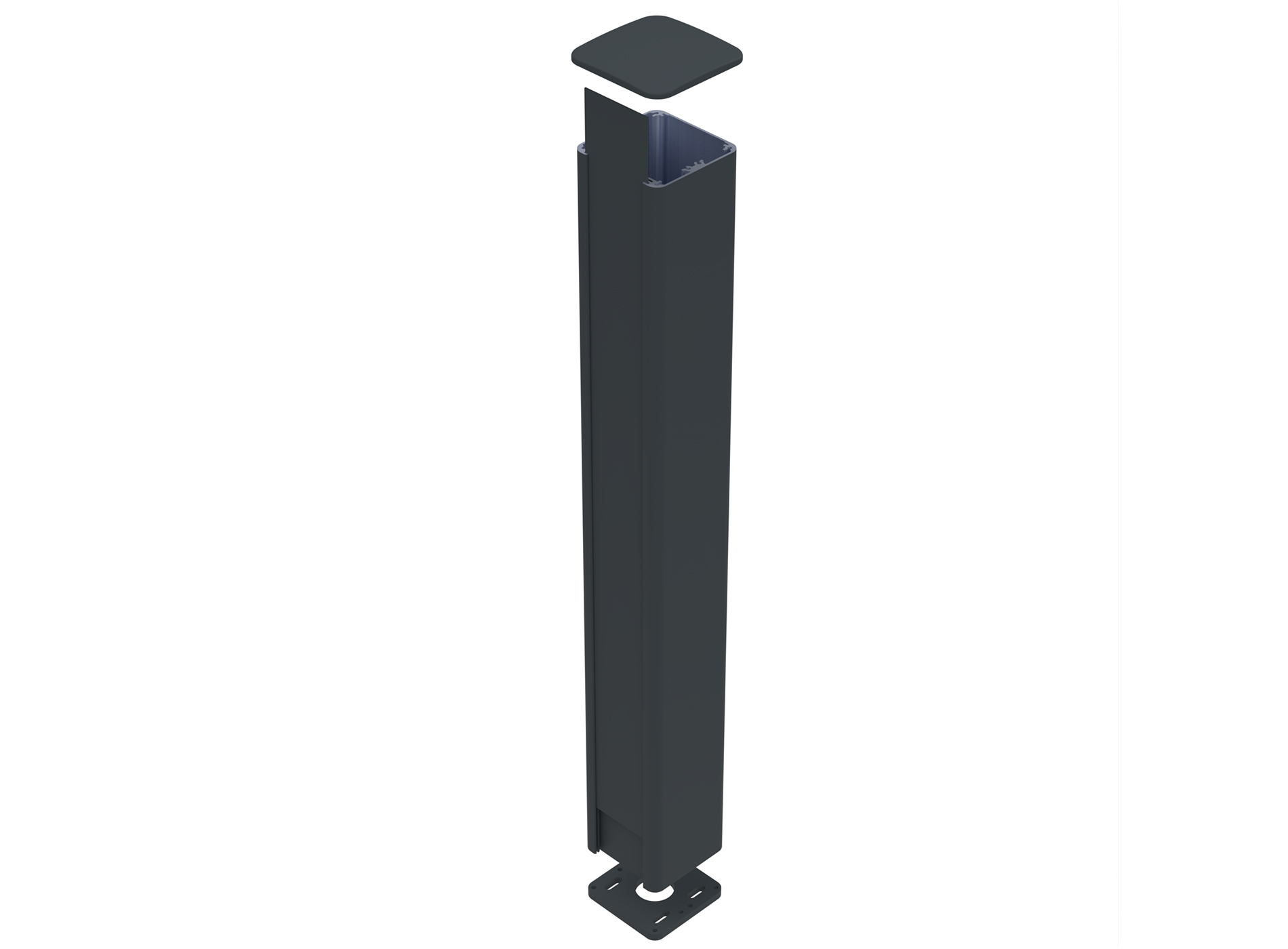 Poteau aluminium sur platine fix it Gris zinc 7016