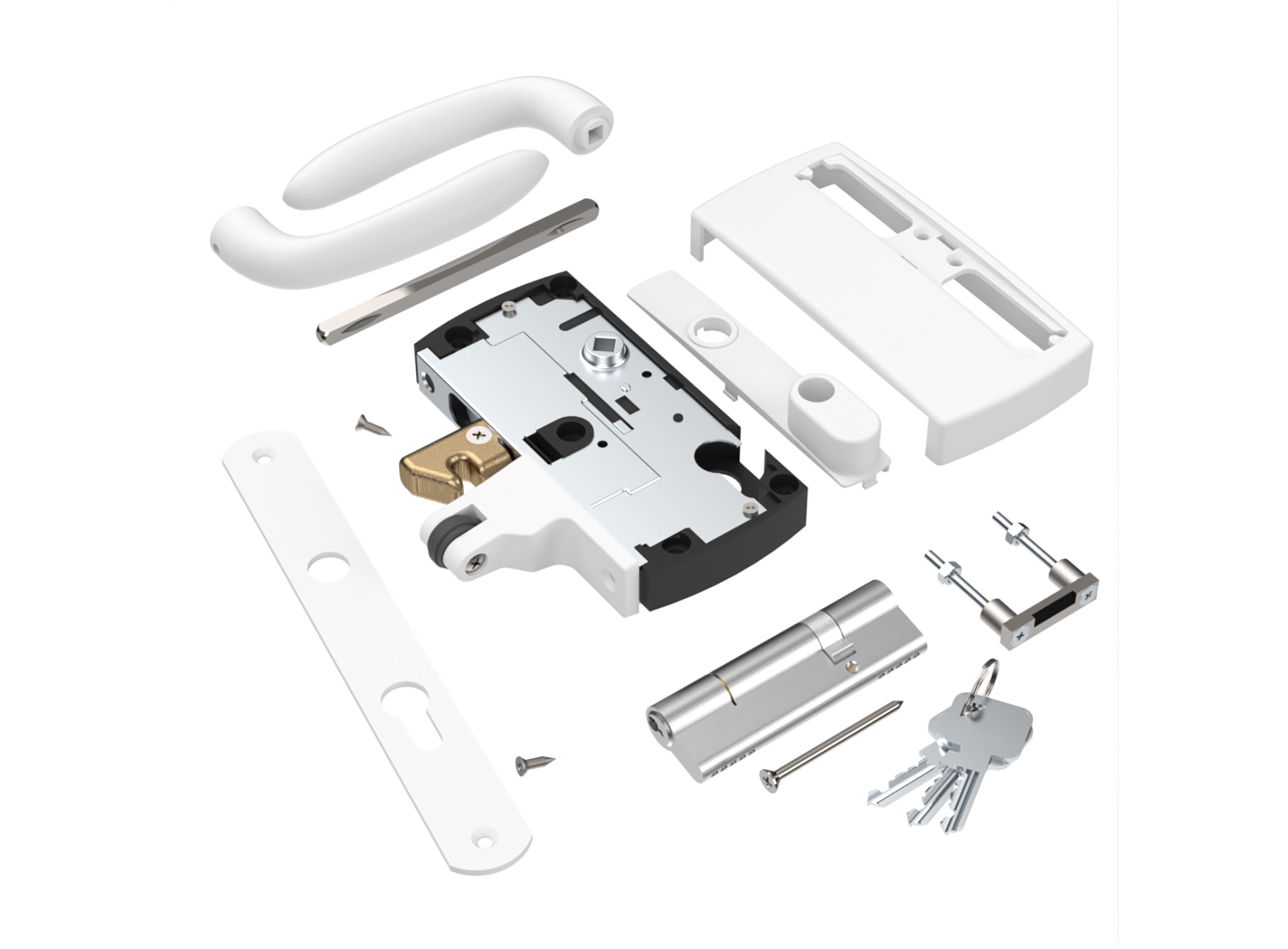 Kit serrure en applique Blanc 9016
